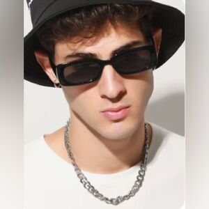 Rectangular black dark sunglasses men’s new with cleaning cloth